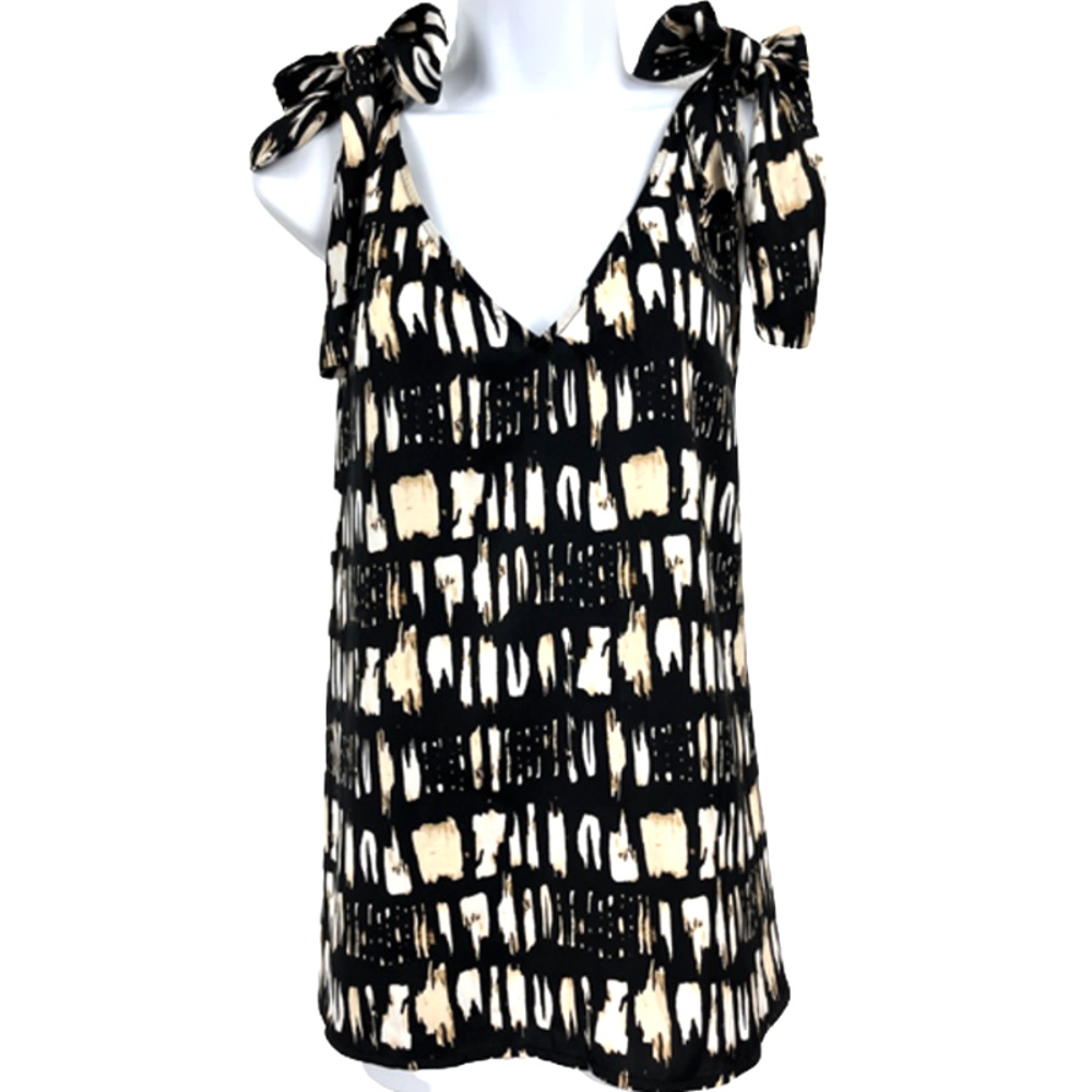 Banana Republic Tie Shoulder Double V-Neck Tank Top Black NWT - XL